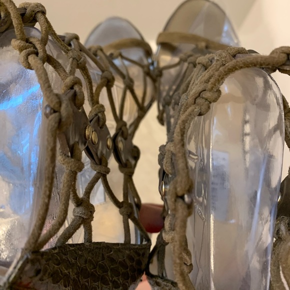 Jimmy Choo Green Snake Skin Block Heeled Sandals Sz 40 - Picture 6 of 9